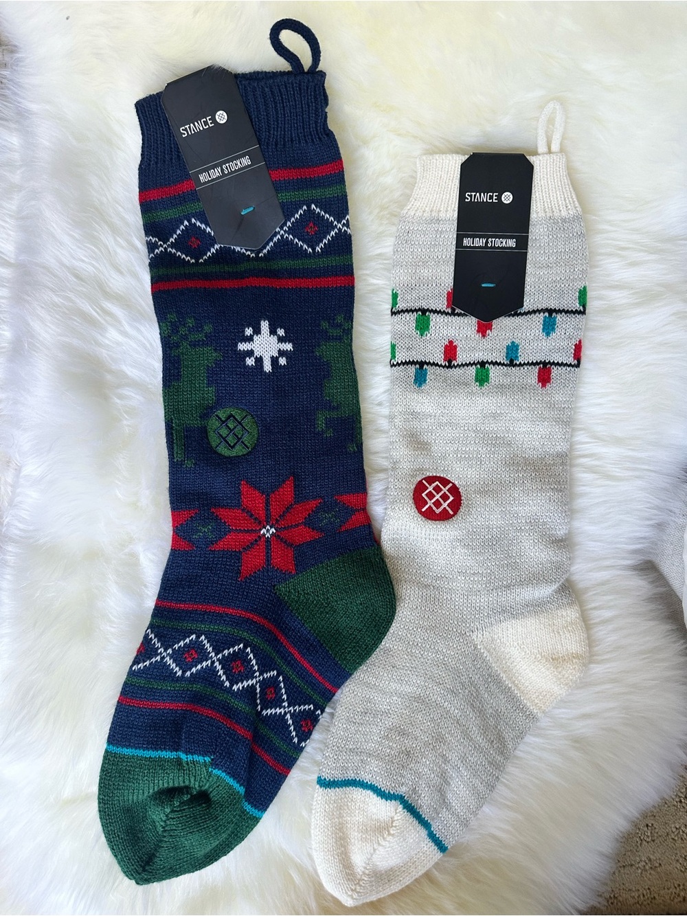 Stance Holiday Knit Stockings — Navy & Cream Duo